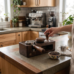 Tamper station 4Barista 51/54 mm | ciemne drewno orzechowe