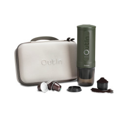 Outin Zestaw Nano (Forest Green) - ekspres podróżny + etui ochronne